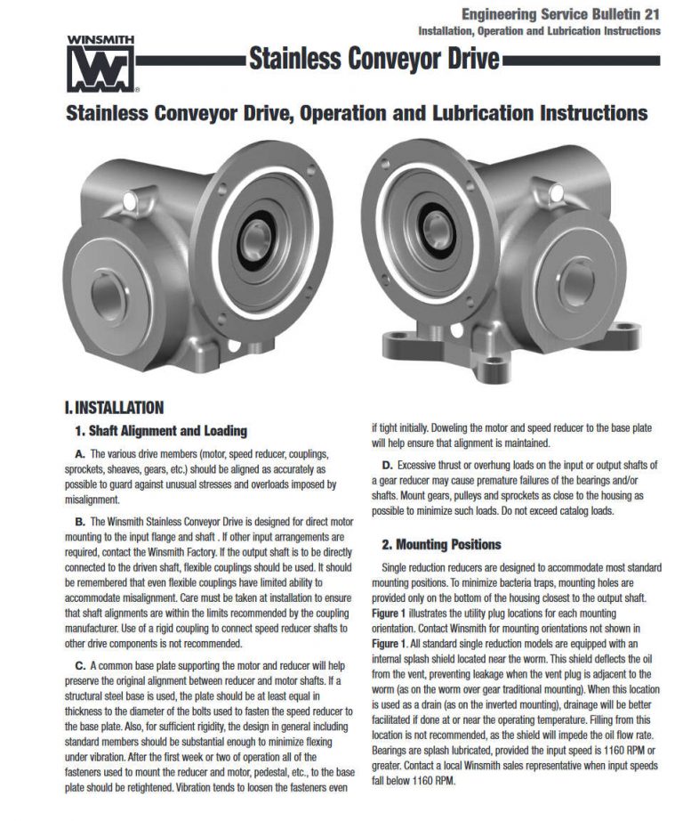 Product Information Winsmith Winsmith